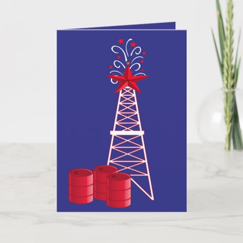 Oil And Gas Industry Rig Merry Christmas Holiday Card