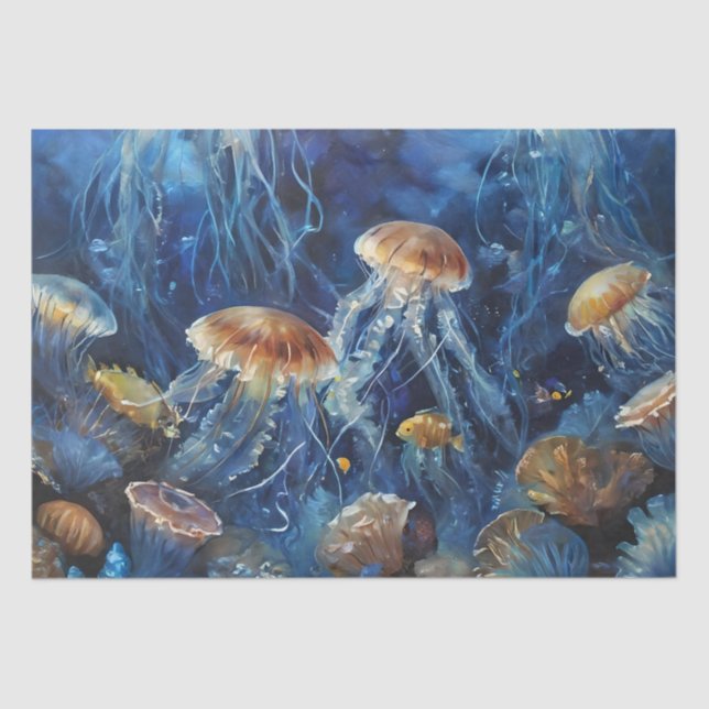 Oil Art Jellyfish Decoupage  Tissue Paper (Front)