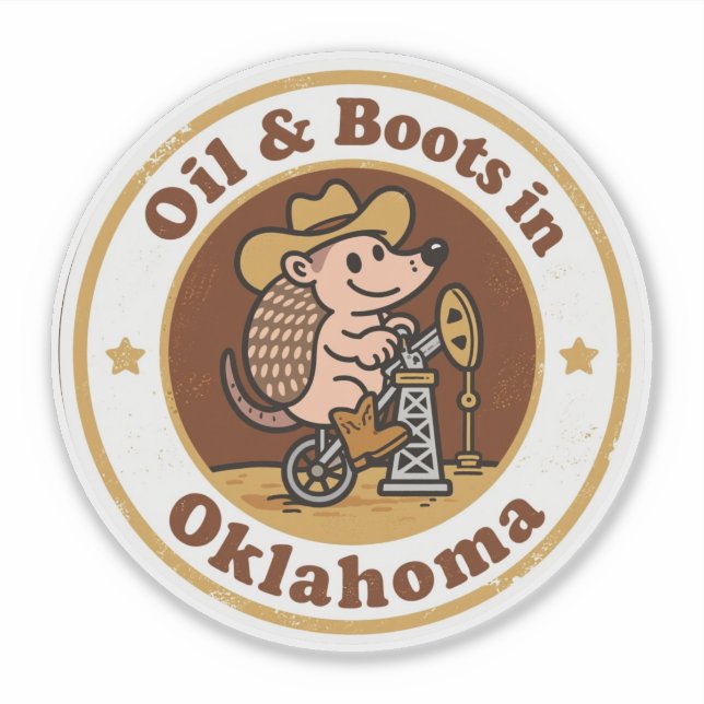 Oil & Boots_ Oklahoma Vintage Artwork Sticker (Front)
