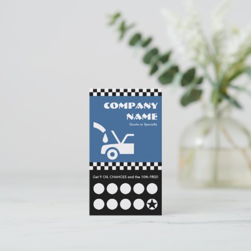 oil change checkers punchcard loyalty card Zazzle