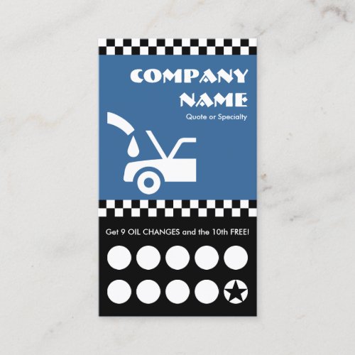 oil change checkers punchcard loyalty card