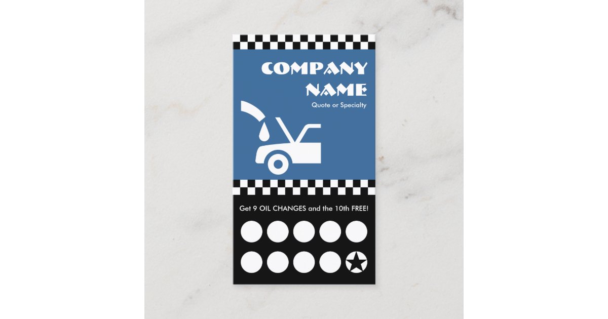 oil change checkers punchcard loyalty card Zazzle