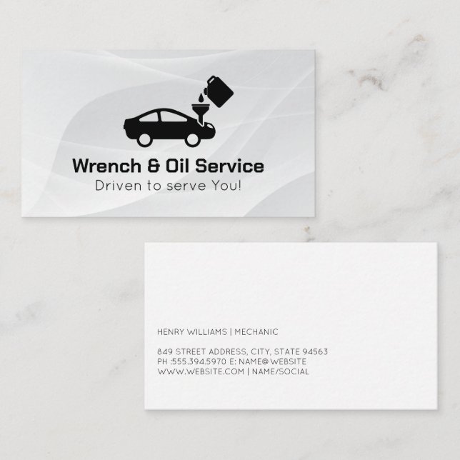 Oil Change Logo | Mechanic Auto Services Business Card (Front/Back)