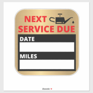 Oil Change,Next Service Due Reminder Sticker