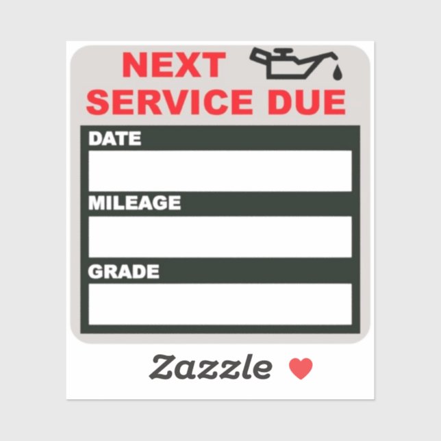 oil change reminder sticker  (Sheet)