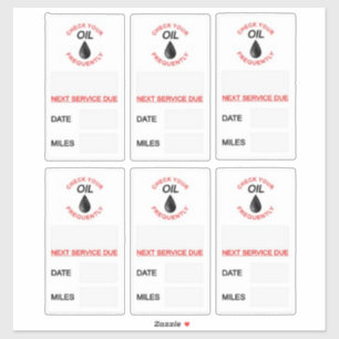 oil change reminder sticker pack 6 pcs Sticker