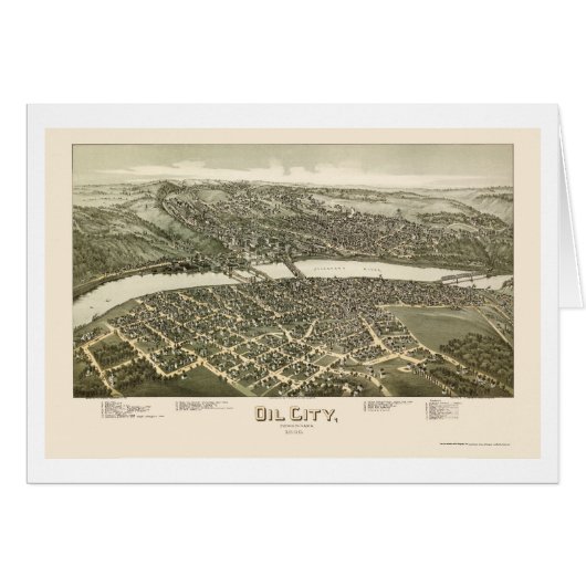 Oil City, PA Panoramic Map - 1896 Cards (Front Horizontal)