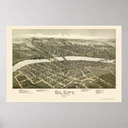 Oil City, PA Panoramic Map - 1896 Poster