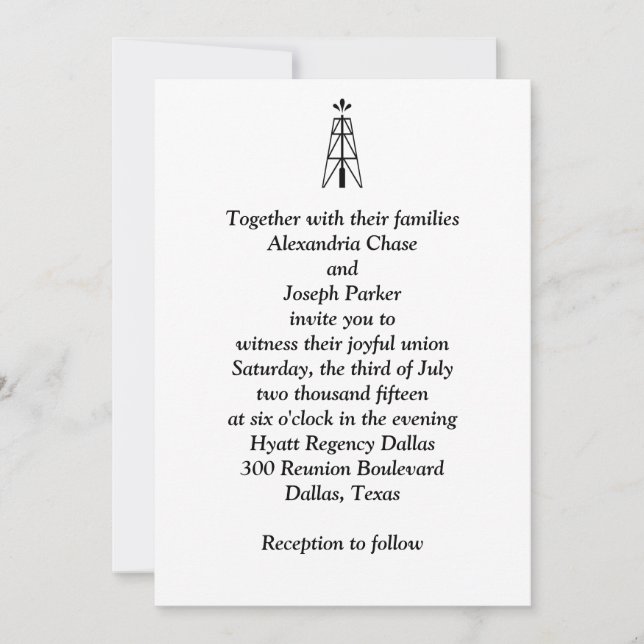 Oil Derrick Wedding | Invitation (Front)