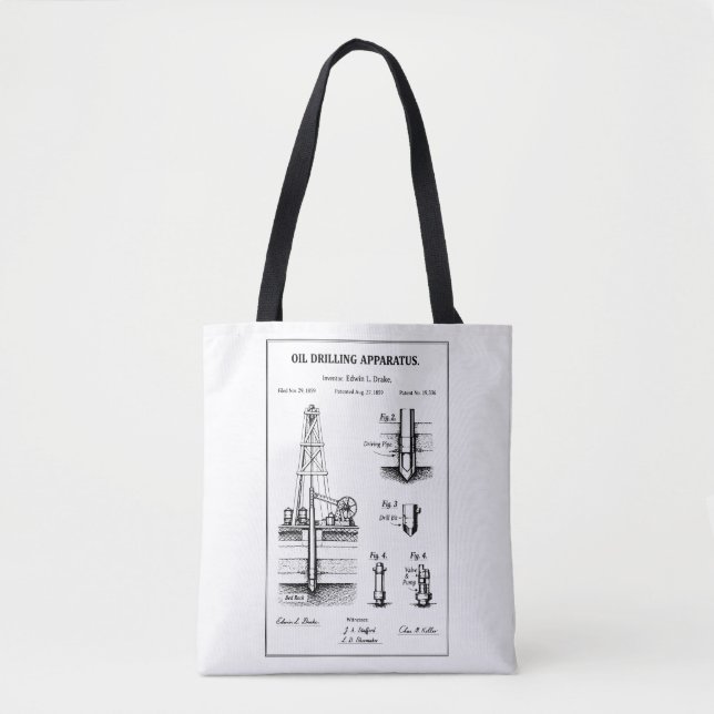 oil drilling blueprint tote bag (Front)