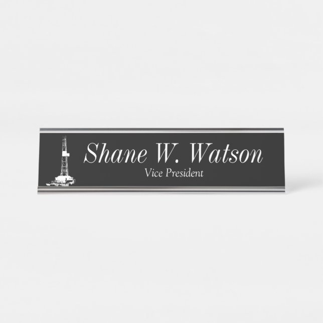 Oil Drilling Rig Design Desk Name Plate (Front)