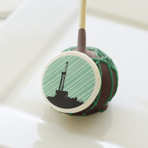 Oil Drilling Rig Green Striped Design Cake Pops