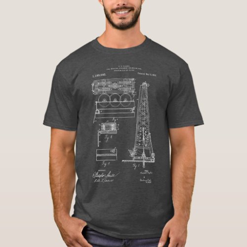 Oil Drilling Rig Patent Graphic Oilfield driller T_Shirt