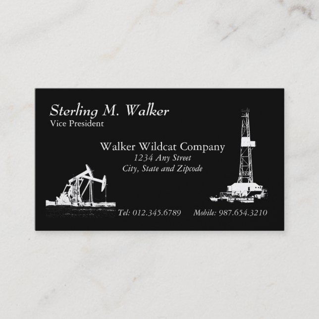 Oil Drilling Rig Pumping Unit Inches Centimeter Business Card (Front)