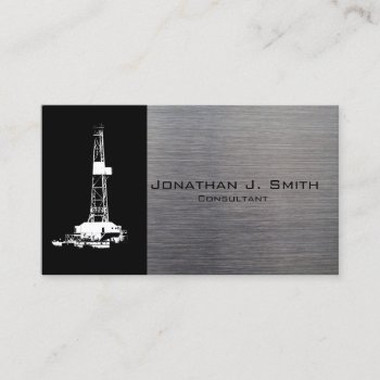 Oil Drilling Rig Silhouette  Metal Look Business Card by OilfieldGifts at Zazzle