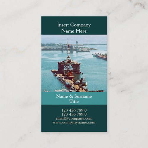Oil drilling rig watercolor customizable business card