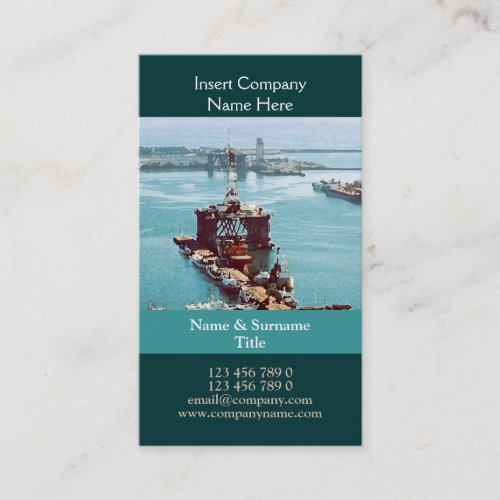 Oil drilling rig watercolor customizable business cards