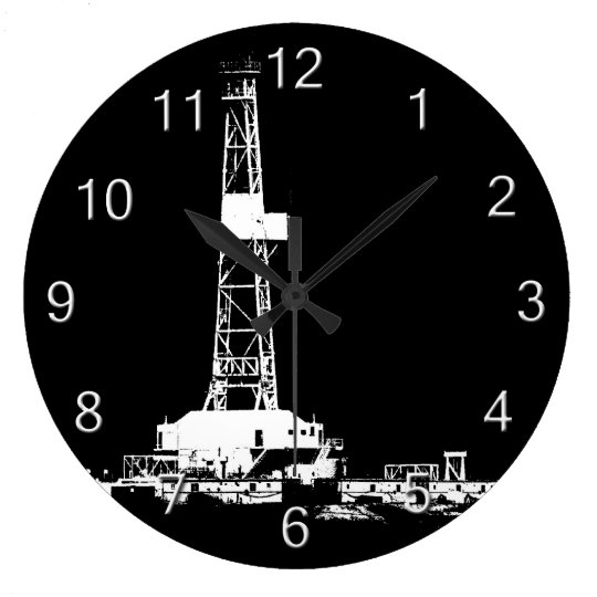 Oil Drilling Rig (white numbers) Large Clock | Zazzle.com