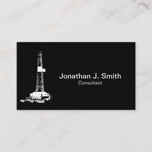 Oil Drilling Rig White Silhouette Business Card