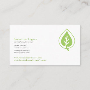 Oil Drop and Leaf Logo Pattern Essential Oils Business Card