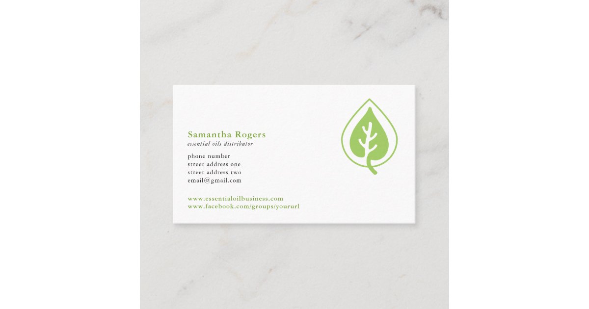 Oil Drop And Leaf Logo Pattern Essential Oils Business Card Zazzle Com