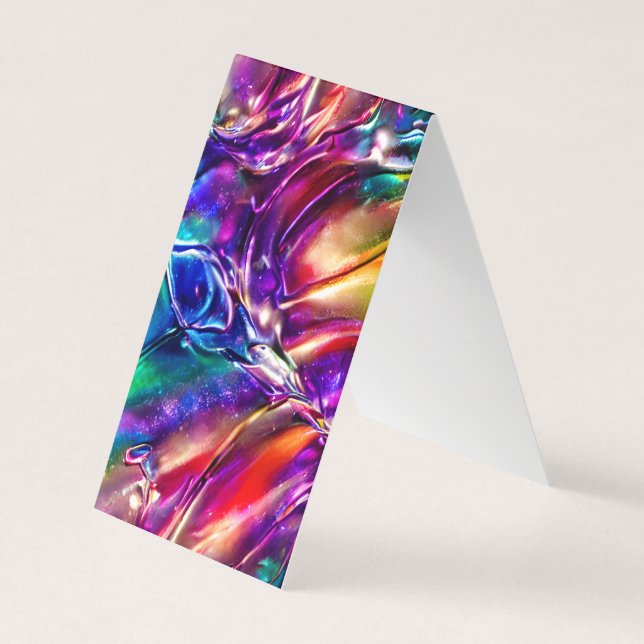 Oil Drop Iridescent Stunning Whimsical Bubble Text Business Card (Front)