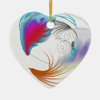 Oil Feathers Ceramic Ornament