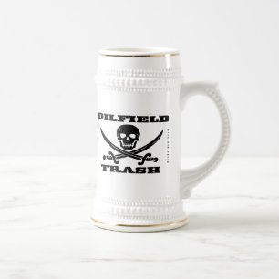 Oil Field Trash,Skull & Crossbones,Beer Mug,Oil Beer Stein
