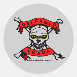 Oil Field Trash,Sticker,Skull,Jolly Roger,Oil Rigs Classic Round Sticker