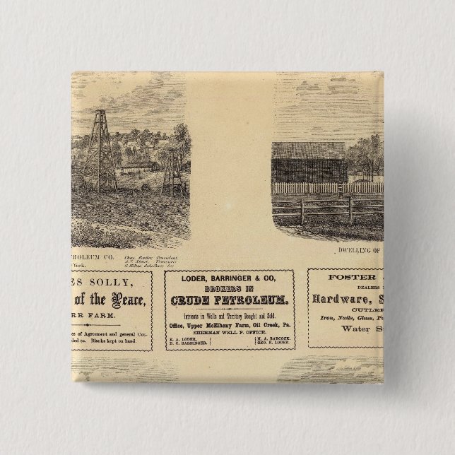 Oil fields, residence pinback button (Front)