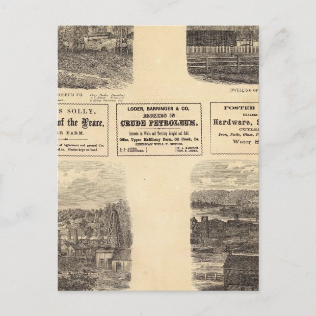 Oil fields, residence postcard (Front)