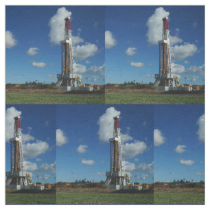 Oil Gas Rig Drilling Print Fabric  4.5"