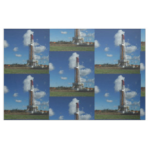 Oil Gas Rig Drilling Print Fabric 9"