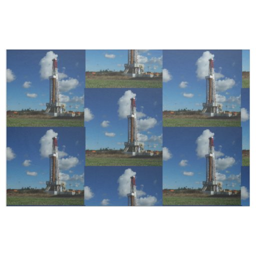 Oil Gas Rig Drilling Print Fabric 9"