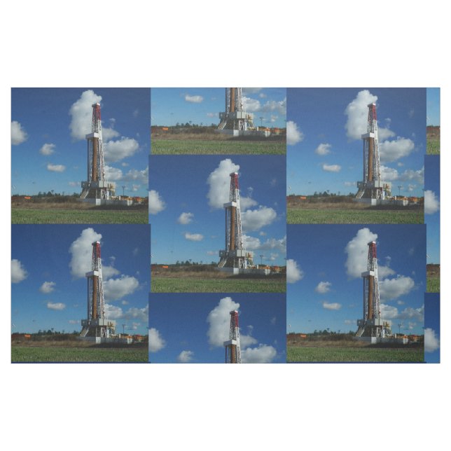 Oil Gas Rig Drilling Print Fabric 9" (Fat Quarter)