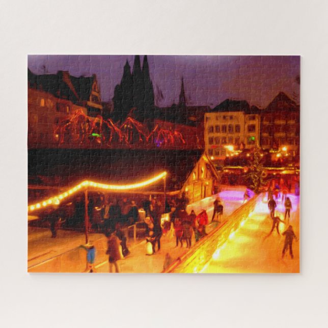 Oil - Ice Skating at Cologne Christmas Market Jigsaw Puzzle (Horizontal)