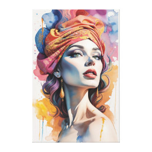 oil illustration of woman canvas print