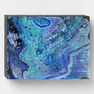 "Oil in Blue Water" Abstract Wooden Box Sign