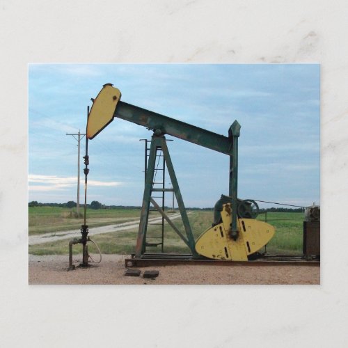 Oil Jack Pumpjack  in Field Postcard