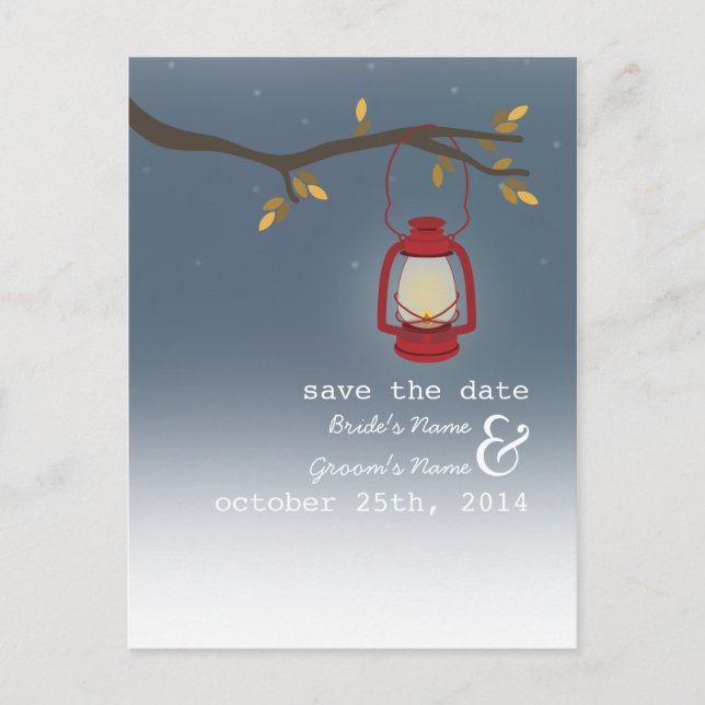 Oil Lamp Evening Outdoor Fall Save The Date Announcement Postcard (Front)