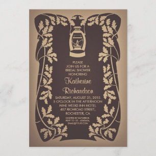 Oil Lantern and Oak Tree rustic bridal shower Invitation