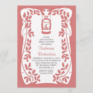 Oil Lantern and Oak Tree rustic bridal shower Invitation