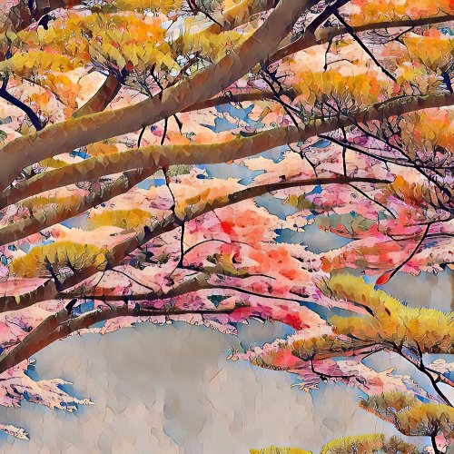 Oil on canvas _ Japanese tree  Triptych