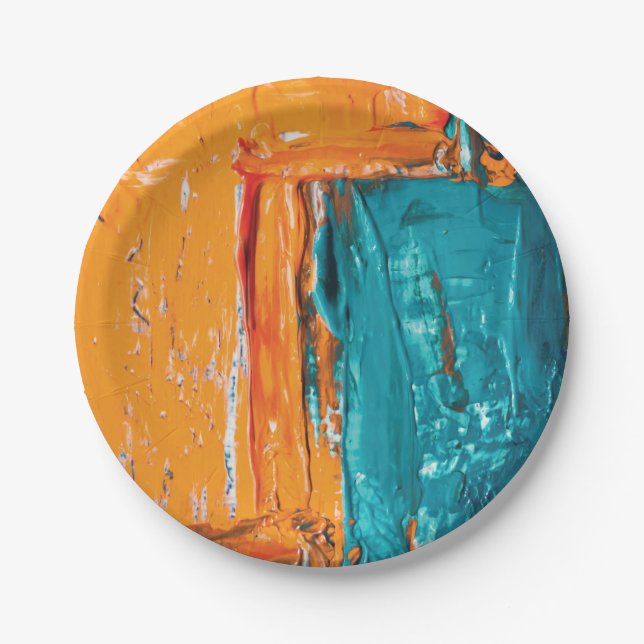 Oil Paint abstract Artistic design Paper Plates (Front)