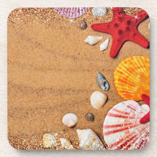 Oil Paint Beach Life Beverage Coaster (Front)