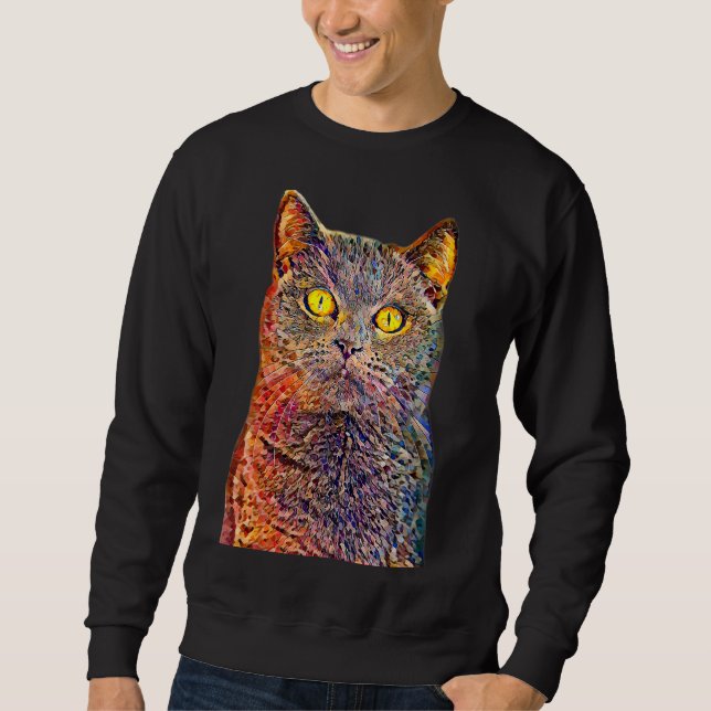 Oil Paint Filter Cat Sweatshirt (Front)