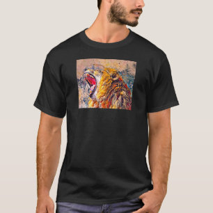 Oil Paint Filter Lion Portrait Lion Roaring Male L T-Shirt