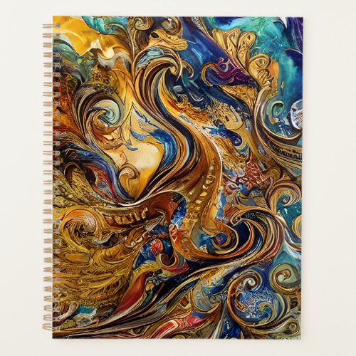 Oil Paint Fluid Marble Textures Triptych Notebook