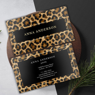 Oil Paint Leopard Animal Print Earth Tones Foil Spot Gloss Business Cards