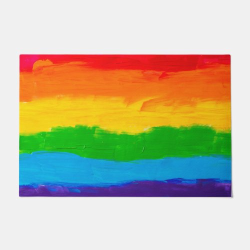 Oil paint Rainbow Colors Gay Lesbian LGBT Doormat